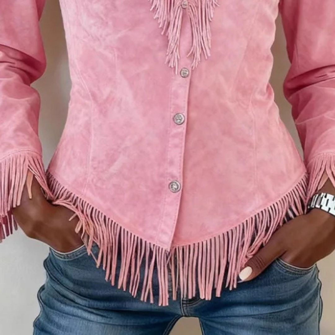 Selena │ Blusa de Ante con Botones y Flecos