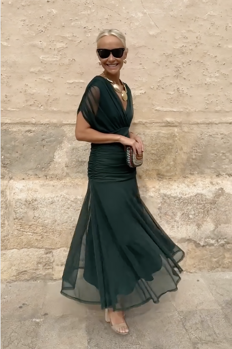 Luisa | Vestido Largo Elegante de Fiesta con Cuello en V
