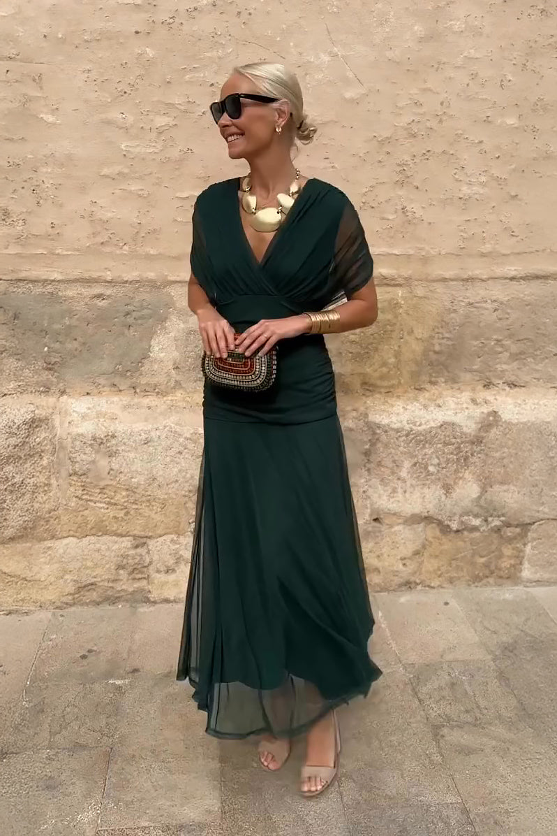 Luisa | Vestido Largo Elegante de Fiesta con Cuello en V