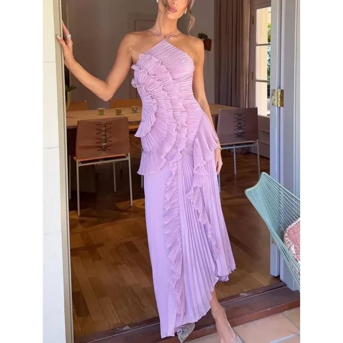 Olivia | Vestido Largo Con Volantes