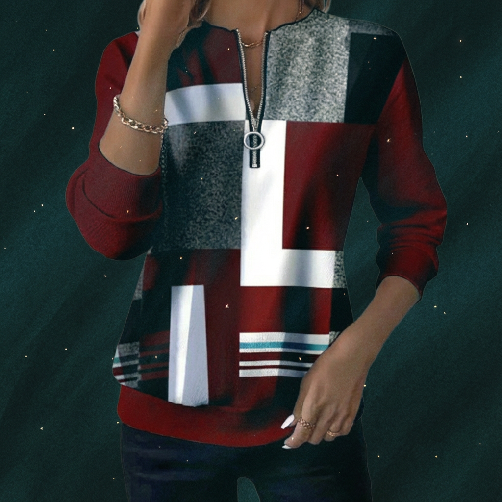 Leire | Jersey Informal con Media Cremallera Calido y Moderno