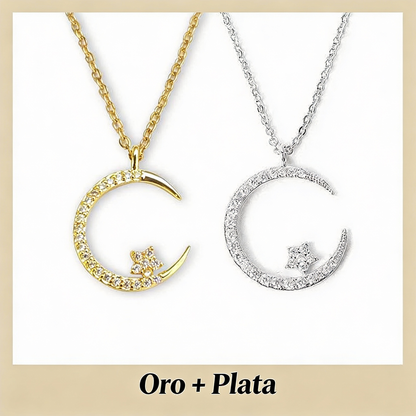 Lunea | Collar Celestial Lunar y Estrellas con Brillo Elegante