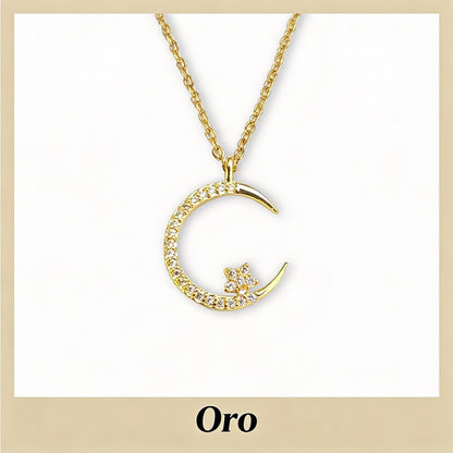 Lunea | Collar Celestial Lunar y Estrellas con Brillo Elegante