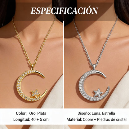 Lunea | Collar Celestial Lunar y Estrellas con Brillo Elegante