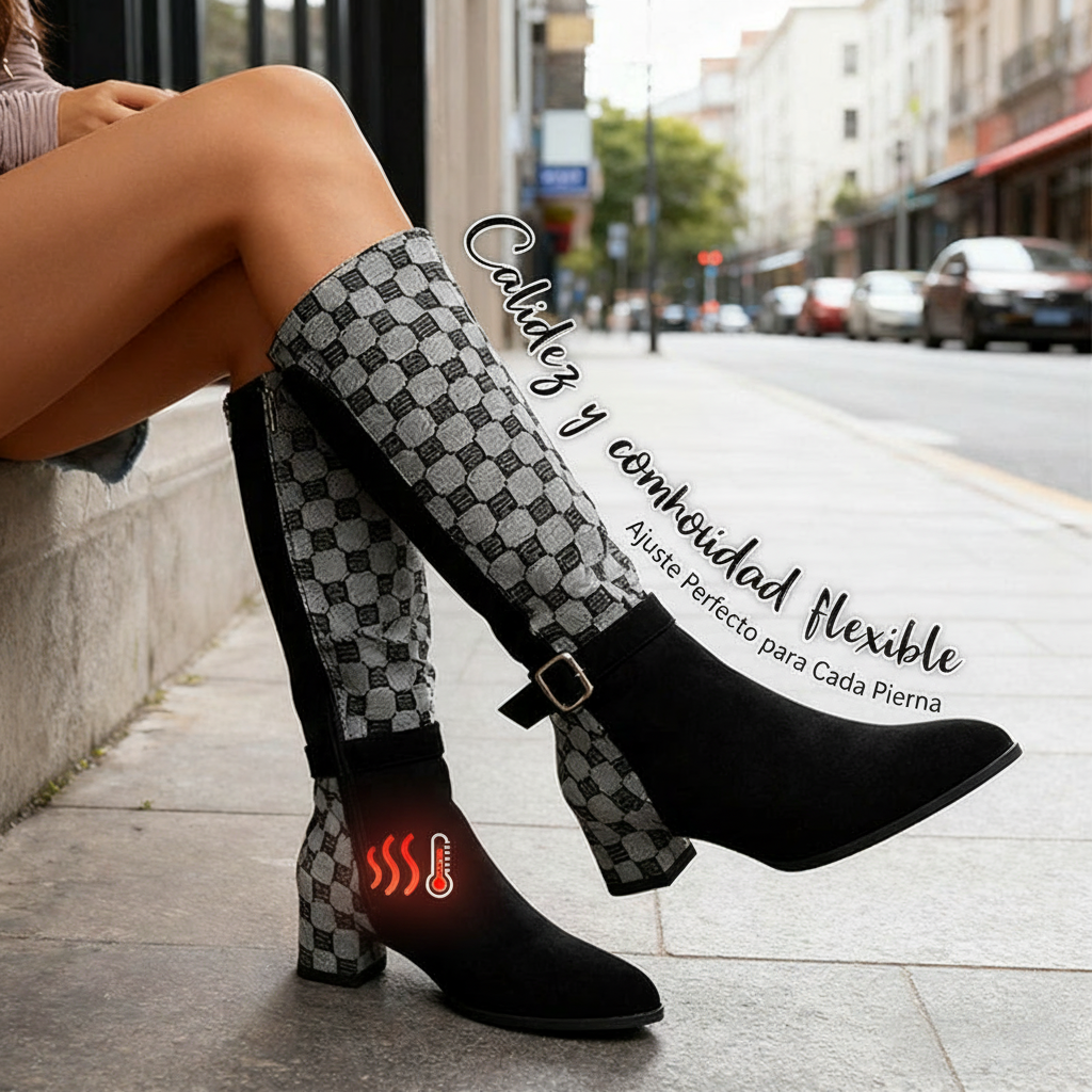 Mónica | Botas Altas hasta la Rodilla para Mujer con Tacón Grueso