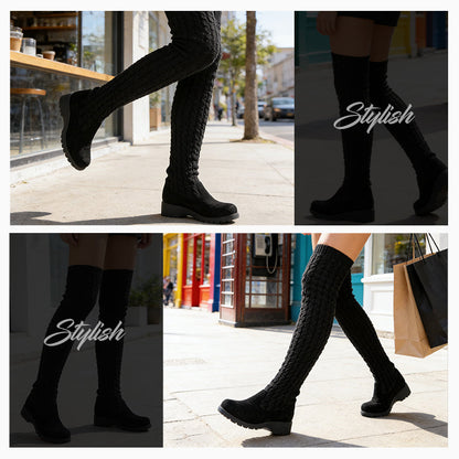 Julia | Botas Confeccionadas de Punto muy Elástico con Tacón de Cuña.